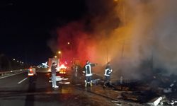 Şanlıurfa'da televizyon yüklü TIR’da yangın