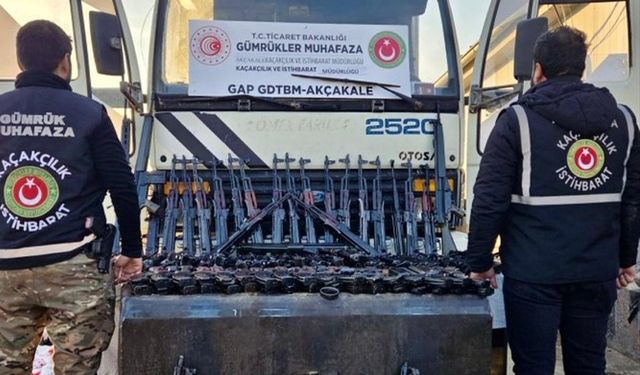 Suriye'den Türkiye'ye giren kamyondan 52 silah ile 41 şarjör çıktı