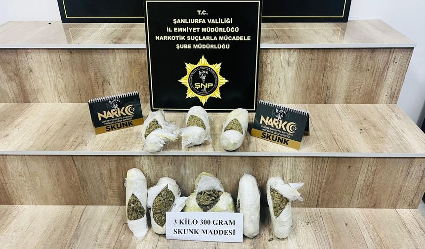 Şanlıurfa'da 3.3 kilo Skunk Ele Geçirildi