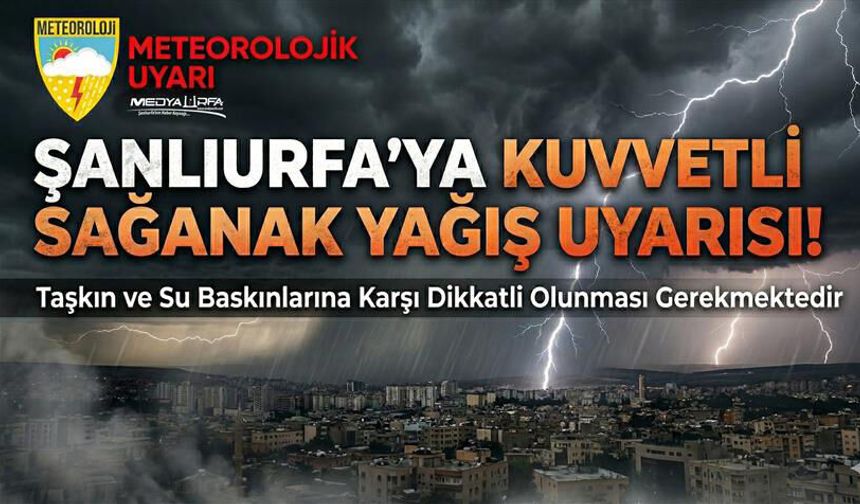 Şanlıurfa İçin Kuvvetli Sağanak Yağış Uyarısı