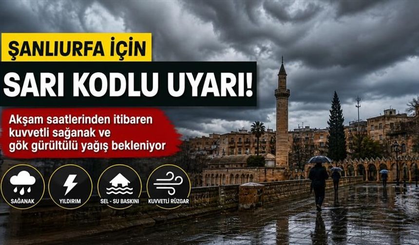 Şanlıurfa için sarı kodlu uyarı