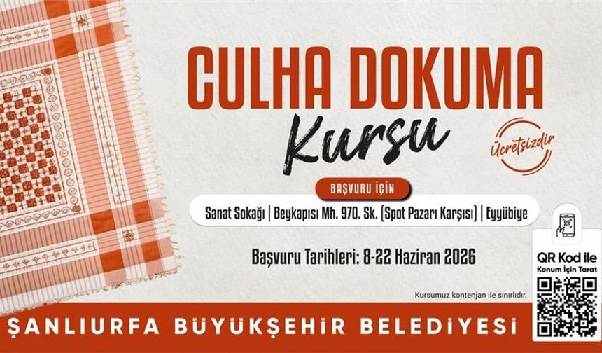 Şanlıurfa Büyükşehir Belediyesi Kültür Kursları İçin Başvurular Başladı