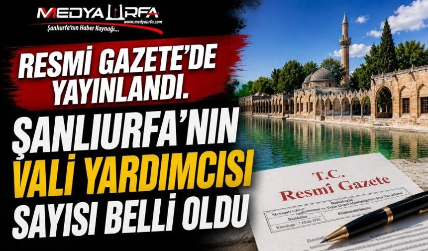 Şanlıurfa'nın Vali Yardımcısı Sayısı Belli Oldu